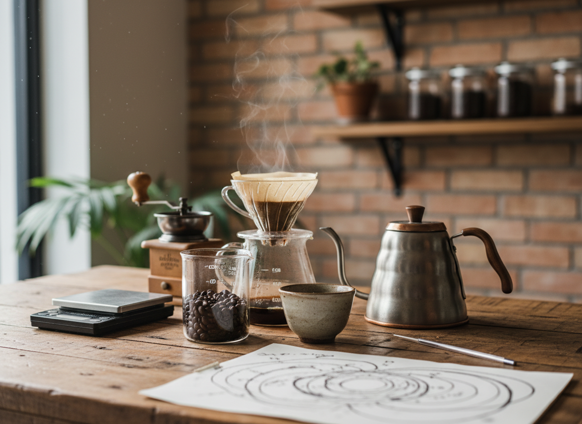 Detail of coffee and roasting equipment at the roastery